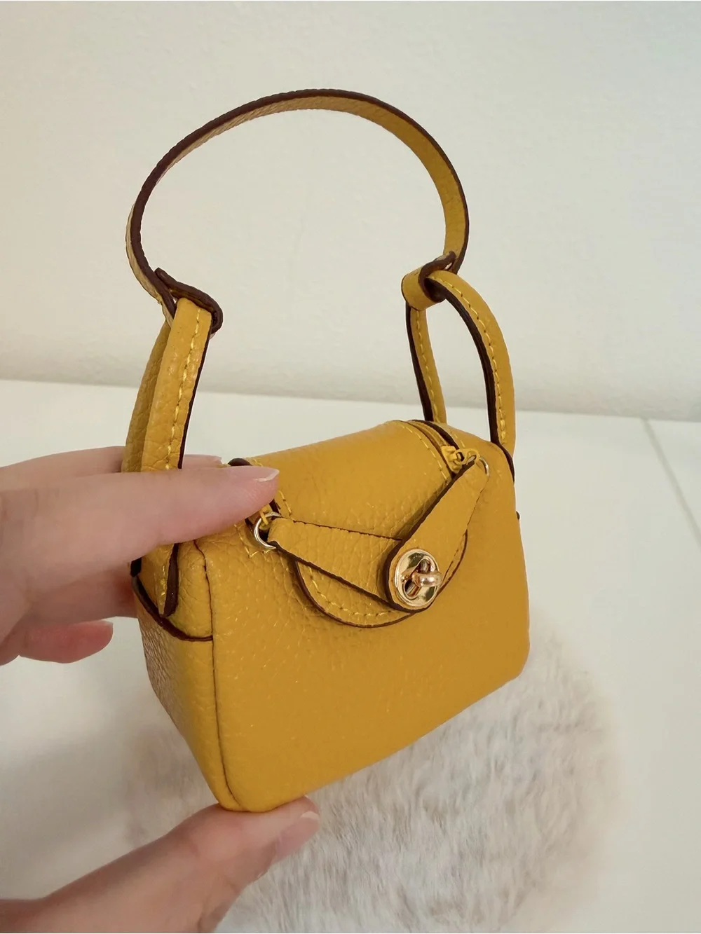 Mini Amber Yellow Bag Charm Coin Pouch